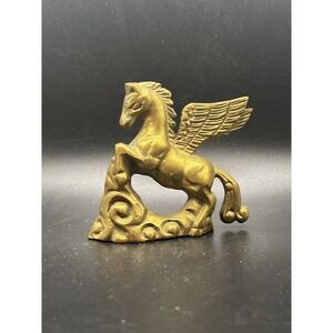 Vintage Solid Brass Pegasus Winged Horse Figurine Statue 3" Small Sweet